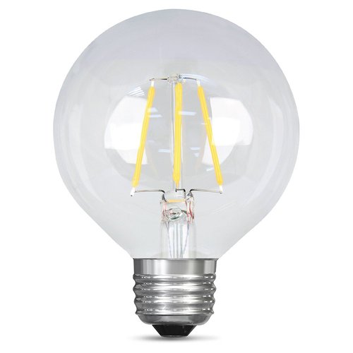 Feit Electric - Decorative Clear Glass Filament LED Dimmable 25W Equivalent Soft White (2700K) G25 Globe Light Bulb (BPG2525/827/LED), Standard Clear
