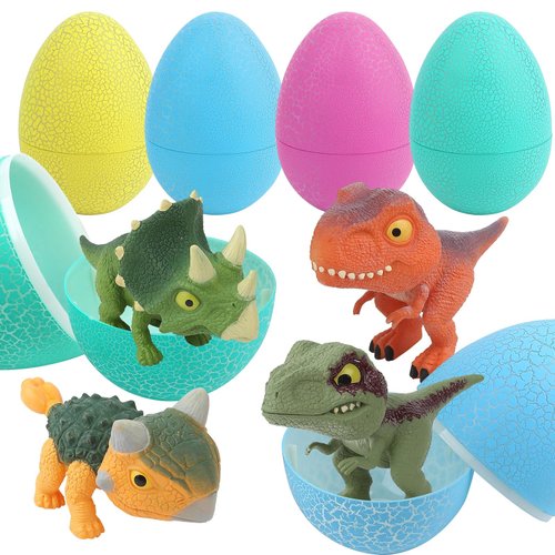 ZOHANINDL 5.12" Dinosaur Egg Toy 4Pack, Exquisitely Carved Dinosaur Figures, Dinosaur Collectibles, Easter Eggs, Suitable for Boys and Girls and Dinosaur Party Supplies