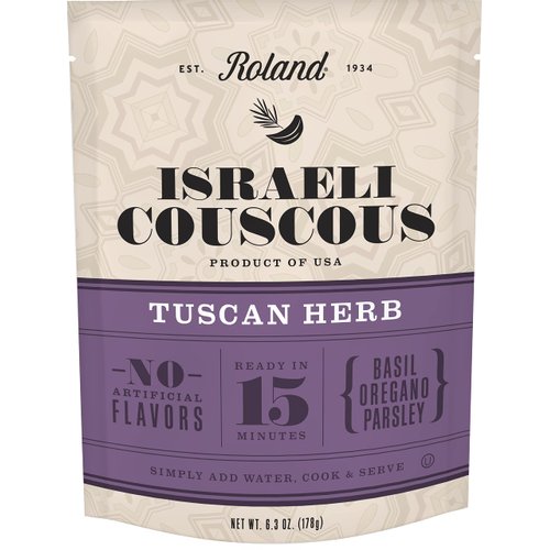 Roland Foods Tuscan Herb Israeli Couscous, Sourced in the USA, 6.3-Ounce Pouch