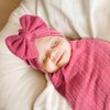 DRESHOW BQUBO Newborn Receiving Blanket Toddler Warm for Girls with Bow Hat and Bow Headband Shower Gift