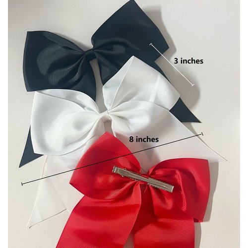 Big 8 Inch Red Bows for Girls' Hair - Jumbo Cheer Bows for Women's Cheerleading, Softball Teams, Halloween Costumes, Christmas Festivals and Birthdays