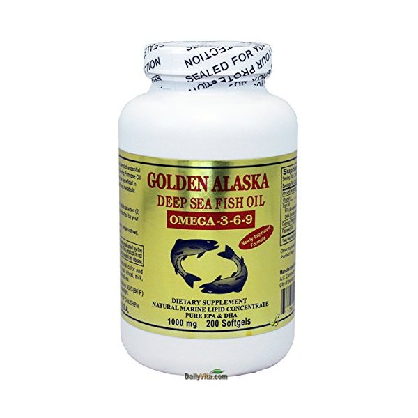 Golden Alaska Deep Sea Omega-3-6-9 Fish Oil 1000mg 200 Softgels