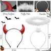 U-Zomir Angel Halo and Devil Horns Headband Set, White Feather Angel Halo Headband and Glitter Red Devil Horns, Halloween Angel and Devil Costume Accessories for Women Adults Cosplay Party Supplies