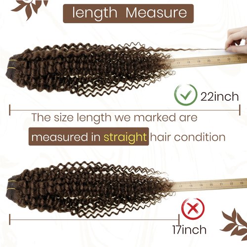 Hetto 14'' Clip in Extensions Wavy Human Hair Natural Curly Clip in Hair Extensions 7Pcs 105g +20g #4 Dark Brown Hair Extensions Clip in Human Hair Extensions Curly Hair