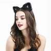 XXFBJNMD Black Lace Cat Ears Headband Black Polka Dot Cat Ears Hairband Women's Fashion Hairband Halloween Costume Accessories for Girls and Ladies(Bow Lace)