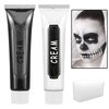 2PCS White and Black Face Body Paint,Oil Based Clown Face Painting Kit with Sponge,Halloween Cream Face Body Paint Makeup Kit for Goth Costume Zombie Cosplay Skull Skeleton SFX Makeup