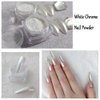 2 Boxes of Pearl Chrome Nail Powder Glazed Gold White Pearl Chrome Nails Powder, High Gloss Glitter Nail Art Ice Aurora Dust Nail Powder for Manicure Decorations