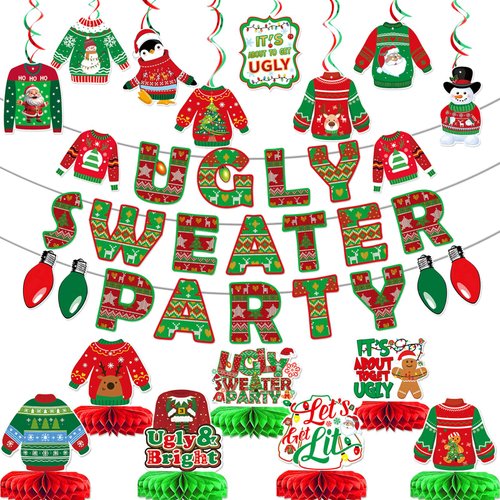 Ugly Sweater Party Decorations Ugly Sweater Party Banner Ugly Christmas Party Decorations Ugly Christmas Sweater Party Decorations for Merry Friendsmas Decorations