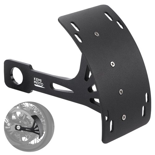 KEMIMOTO Motorcycle License Plate Bracket Universal Black Curved Motorcycle License Plate Holder Side Motorcycle License Plate Mount Tag Bracket
