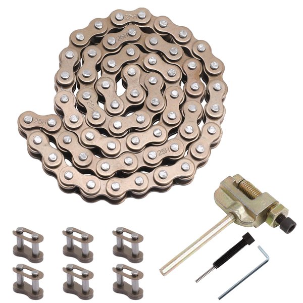 Stylemafia 25H 62 Links Starter Chain+ Chain Breaker, 25H 62 Links Starter Chain Rear Sprocket with Master Link fit for 50cc 70cc 90cc 110cc Coolster 125cc Electric Start Taotao