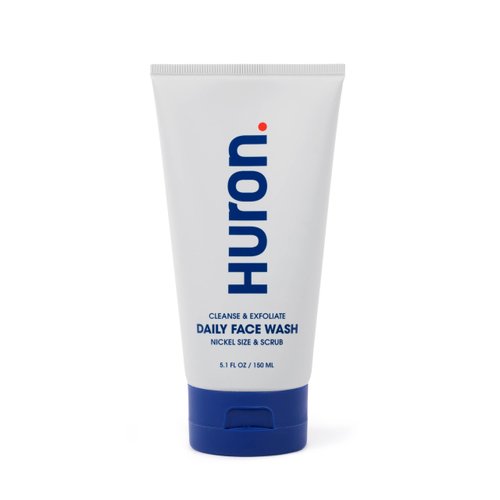 Huron Men’s Face Wash - Daily Deep Facial Cleanser & Mild Exfoliator - Cleans, Conditions, & Hydrates Skin - Subtle Energizing Scent - Vegan, Sulfate-Free - 5.1 Oz