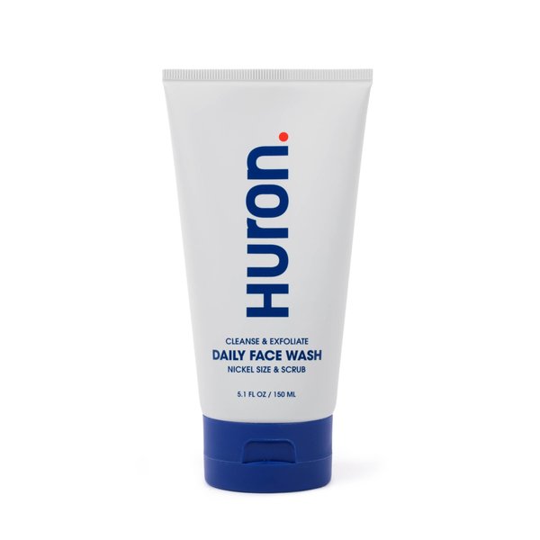 Huron Men’s Face Wash - Daily Deep Facial Cleanser & Mild Exfoliator - Cleans, Conditions, & Hydrates Skin - Subtle Energizing Scent - Vegan, Sulfate-Free - 5.1 Oz