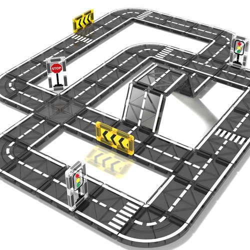 Magnetic Tiles Road Set, Magnet Tiles for Kids Ages 3-5 4-8 5-7, Magnetic Building Blocks Montessori Educational STEM Creativity Toys 3+ Year Old Boys & Girls Toddlers Kids Christmas Birthday Gifts