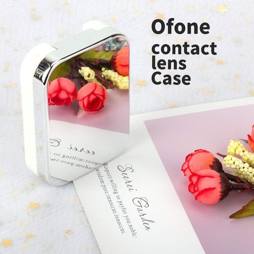 ofone Contact Lens Case, Two Pack Portable Contact Lenses Travel Cases with Remover Tool Tweezers Mirror Solution Bottle Contacts Holder Container Storage Kit for Women Men (Silver)