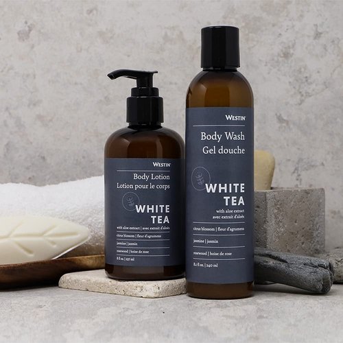 Westin White Tea Aloe Body Wash & Body Lotion Set - Nourishing & Hydrating - Hotel Spa Collection - Exclusive White Tea Scent - 8oz Bottles