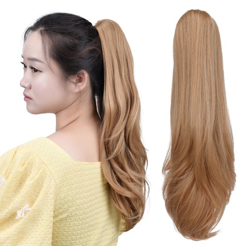 HSPCYGG Light Brown Clip Ponytail Synthetic Claw Pony tail Hair Extensions 18&quot; Straight 4.2 Oz Fa...