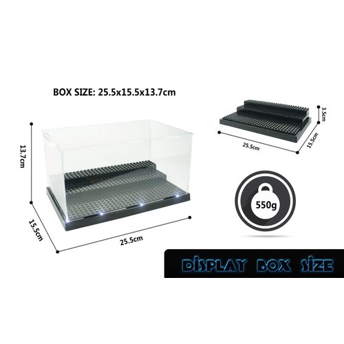 Display Case for Minifigure Action Figures Blocks, Display Box Storage for Lego Minifigures, Fit for Lego Lovers,Black