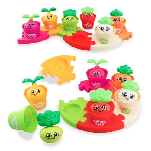 HAP-P-KID Montessori Learning Toys for Toddlers 1 2 3 Years Puzzle & Plant Flower Pots Set, Color Sorting Matching Stacking Cups Toys Nesting Toddler Toys 1-3, Birthday Gifts 2 Year Old