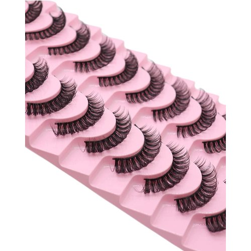 VGTE Eyelashes Russian Volume Strip Lashes like Eyelash Extension Wispy Natural False Eyelashes Fluffy Cat Eye Lashes 10 Pairs Pack (3D T12)
