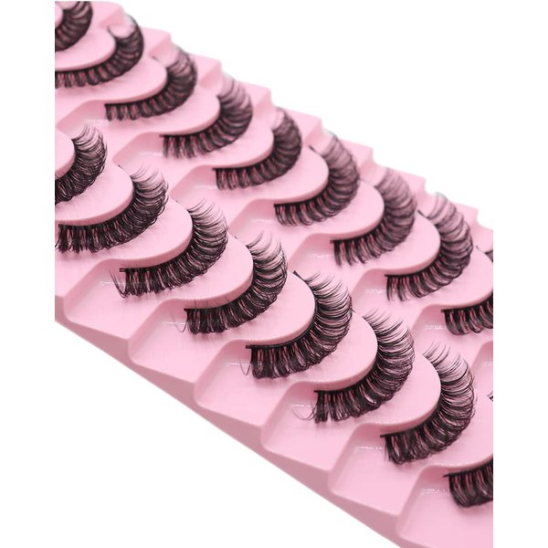 VGTE Eyelashes Russian Volume Strip Lashes like Eyelash Extension Wispy Natural False Eyelashes Fluffy Cat Eye Lashes 10 Pairs Pack (3D T12)
