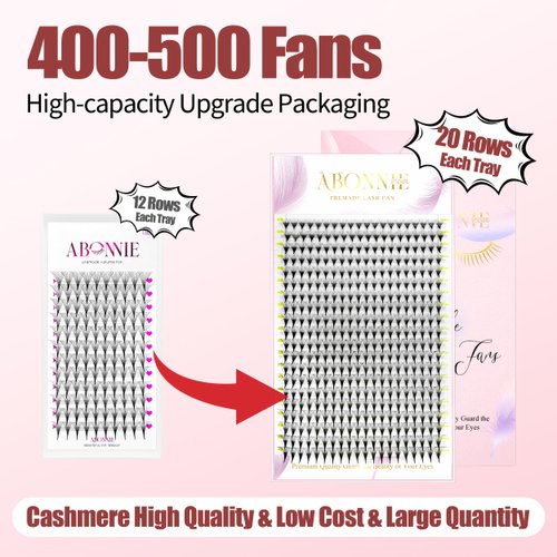 ABONNIE Premade Fans Eyelash Extensions, 400 Fans 10D 9mm Promades Eyelash Fans,0.07 Thickness D Curl Premade Lash Fans, Handmade Premade Fans Volume Lash Extensions(Pointy Base 10D 0.07-D 9mm)