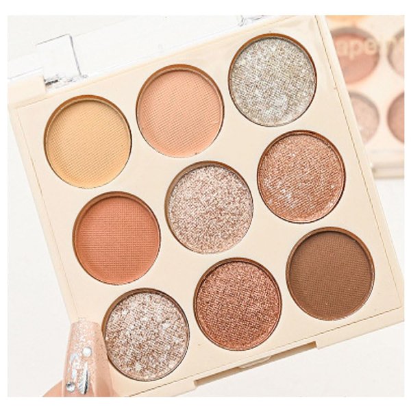 CAKAILA 9 Colors Eye Shadow Palette Makeup,Gray Brown Matte Glitter Shimmer Nude Eyeshadow Palette,Highly Pigmented Neutral Eyeshadow Long-lasting Waterproof Natural Makeup Travel Eyeshadow Palette