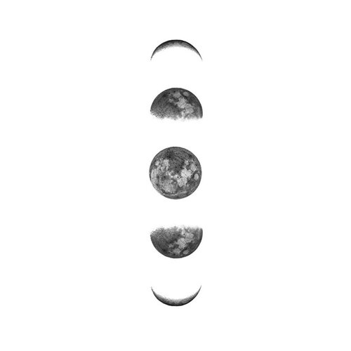 Set of 5 Waterproof Temporary Fake Tattoo Stickers Vintage Grey Moon Geometric Elegant (ST349)