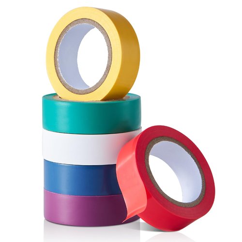 Meoarcx Colored Vinyl Electrical Tape PVC-6 Pack Waterproof Electric Tape, 0.7 in x 30 Ft, 5 Mil Thick, Heat Resistant Insulation Tape Indoor Outdoor Wire Wrapping Multicolor Assortment
