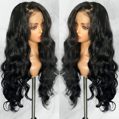 SOKU Natural Black 13x6 Body Wave Lace Front Wigs for Women 30 Inches Glueless Lightweight Heat Friendly Hair Pre Plucked Hairline with Baby Hair for Black Women