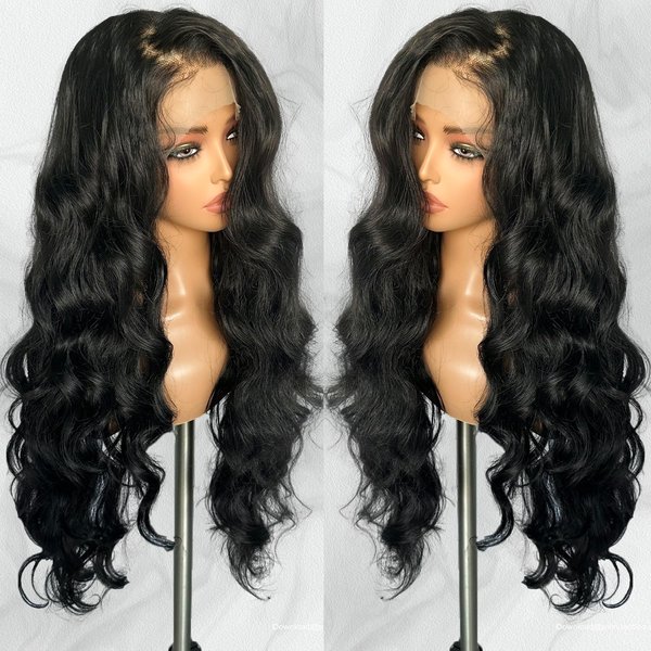 SOKU Natural Black 13x6 Body Wave Lace Front Wigs for Women 30 Inches Glueless Lightweight Heat Friendly Hair Pre Plucked Hairline with Baby Hair for Black Women