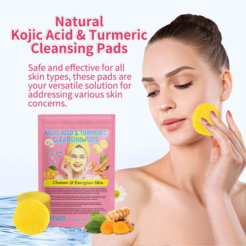 Turmeric Cleansing Pads,Deep Cleansing Helps Balance Skin Turmeric Glow Wash Facial Exfoliating Scrub Sponges.(40 Pcs) ﻿