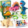 Mocoosy Wooden Dinosaur Painting Art Craft Kit for Kids 3-5, Wood Take Apart Dinosaur Snap Together Building Toy, Build Your Own Dinosaur with Paint and Stickers STEM Game Creative Gift for Boys Girls