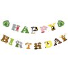 Safari Animals Happy Birthday Banner, Jungle Party Sign Jungle Animals Theme Bunting Party Decorations Supplies for Safari/Jungle Themed Birthday Party