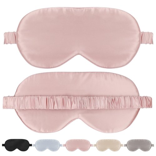 SILKTALE Silk Eye Mask for Sleep for Women/Men/Adults Blackout 100% Mulberry Silk Sleeping Mask for Travel/Plane/Side Sleeper with Elastic Strap,Pink