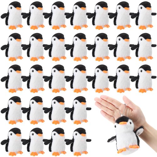 Motionchic 30 Pcs Mini Plush Penguin for Kids 5 Inch Black Penguin Keychain Plush Stuffed Toys An...