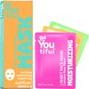 BeYOUtiful Face Mask Skincare Sheets Set of 3, Hydrating Spa Facial Masks, Preppy Skin Care for Teens, Tweens, Kids, Women and Girls, Sleepover Slumber Party Supplies and Gifts, for Ages 8-17