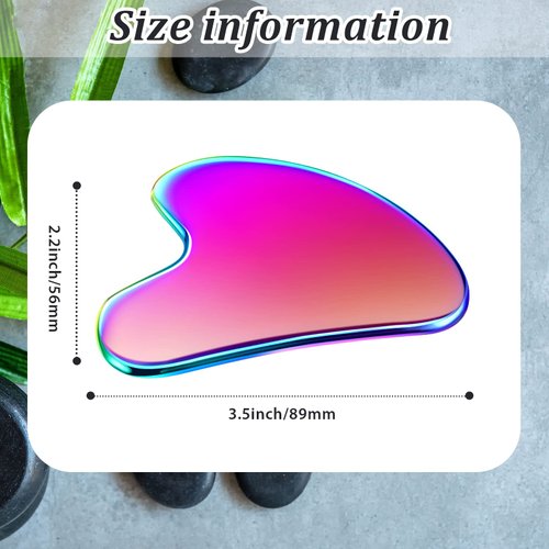 Nuanchu Stainless Steel Gua Sha Facial Tools Guasha for Face Metal Gua Sha Tighten Skin Massage Guasha Beauty Tool for Body Eyes Neck Massager with Travel Pouch Skin Care Gifts (Rainbow Color)