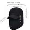 Winter 3 in 1 Thermal Fur Lined Trapper Hat with Ear Flap Full Face Warmer Cover Windproof Insulated Baseball Cap Cycling Motorcycle Snow Ski Hat Headwear (Black)