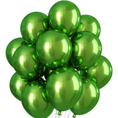 Chrome Green Balloons 12 Inch, Double-Layered Metallic Light Green Balloons, Shiny Thick Chrome Metallic Light Green Latex Helium Balloons for Birthday Wedding Party Decoration Supplies