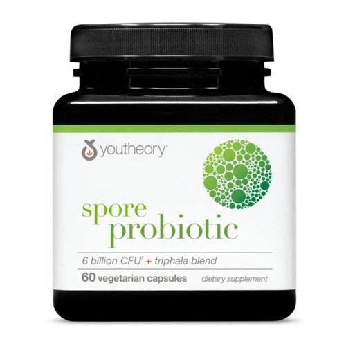 Youtheory Spore Probiotic - 6 Billion CFU - Probiotic Digestive Supplement* - Resists Stomach Acid Breakdown* - Dairy, Gluten & Soy Free - 60 Vegetarian Capsules