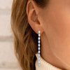Yheakne Vintage Rhinestone Chain Drop Earrings Silver Linear Crystal Earrings Sparkle Cz Tassel Earrings Long Cz Chain Stud Earrings Thin Chandelier Earrings Jewelry for Women and Girls (Oval crystal)