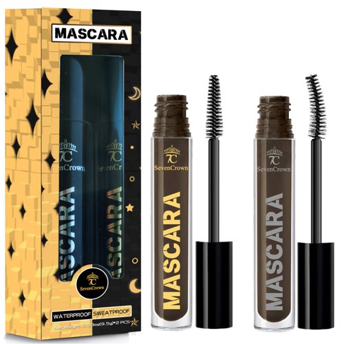7C SEVENCROWN Brown Mascara Curling & Length Waterproof Mascara Set | Vegan & Cruelty-Free | Holiday Gift for Beauty Lovers