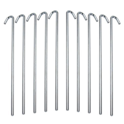 10-Piece Galvanized Steel Tent Pegs - Garden Stakes