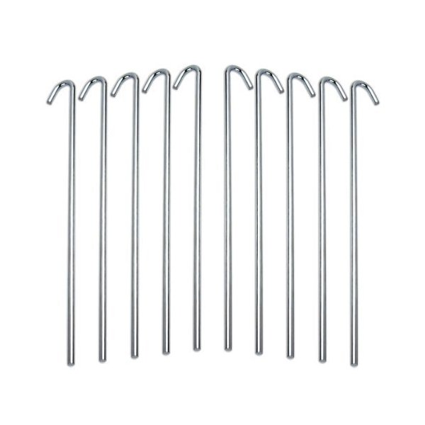 10-Piece Galvanized Steel Tent Pegs - Garden Stakes