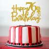 Gold Glitter Happy 76th Birthday Cake Topper - 76 Sign Cake Topper - Cheers to 76 Years Party Supplies - 76th Birthday Party Decorations