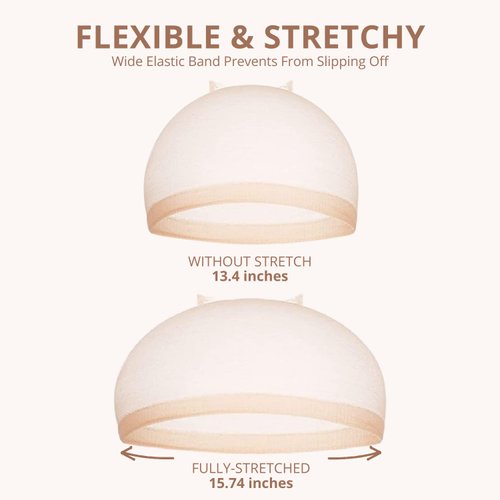 LERIAR 6PCS HD Wig Caps For Lace Front, Stretchy Nylon Stocking Wig Caps, Ultra Thin Invisible Sheer Wig Caps for Women, Transparent and Breathable Nude Bald Cap for Wig