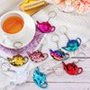 24 Pcs Girls Party Teapot Sequin Keychain Glitter Flip Sequin Keychain Tea Party Favors Reversible Teapot Key Chains for Kids Carnival Prizes Tea Time Girls Party Supplies Birthday Gifts, 8 Colors