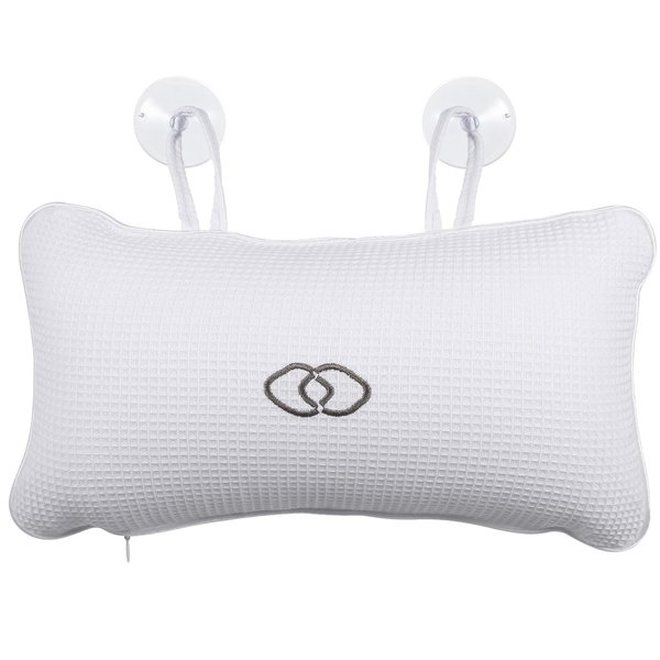 HEALLILY Spa Bath Cushion Bath Pillow for Bathtub White Bathing Cushion for Head and Neck Support (White)