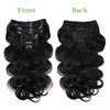 Brazilian Virgin Body Wave Clip in Human Hair Extensions 8Pcs/lot 120g With 18 Clips 100% Unprocessed Body Wave Clip in Hair Extension Real Human Hair Natural Black Color For Black Women (16Inch)