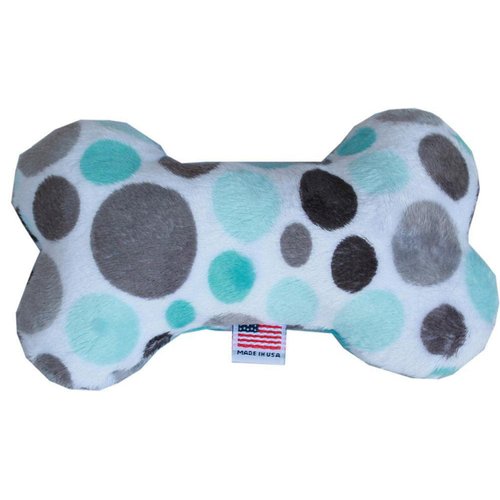 MiragePet 6" L x 3" W Soft Squeaky Plush Bone Shape Dog Toy - Fall Party Dots